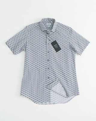 Blazer x Royal Shirt Abstract Bubbles Short Sleeve Cotton Shirt Blue 1 3