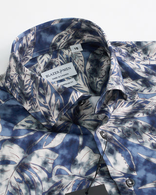 Blazer x Royal Shirt Tropical Burnout Long Sleeve Cotton Shirt Blue  1