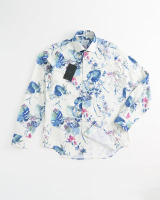 Blazer x Royal Shirt Bold Mulberry Pattern Watercolour Long Sleeve Cotton Shirt Off White 