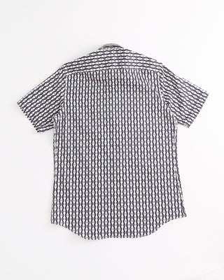 Blazer x Royal Shirt Wavy Geometric Print Cotton Short Sleeve Shirt Blue  Black  5