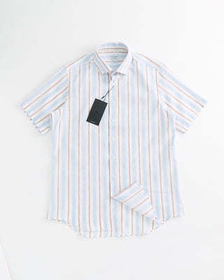 Blazer x Royal Shirt Soft Bold Stripe Tropical Cotton Short Sleeve Shirt White 