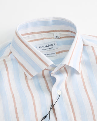 Blazer x Royal Shirt Soft Bold Stripe Tropical Cotton Short Sleeve Shirt White  1