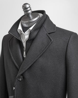 HiSo Black Wool  Cashmere Hybrid Topcoat Black  2