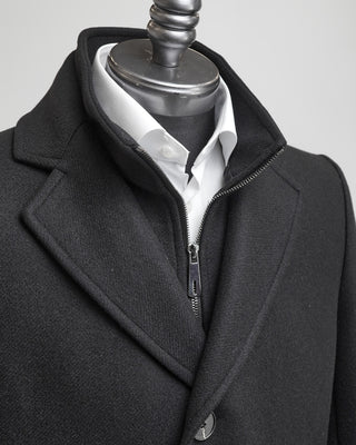 HiSo Black Wool  Cashmere Hybrid Topcoat Black  4