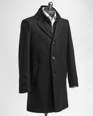HiSo Black Wool  Cashmere Hybrid Topcoat Black  5