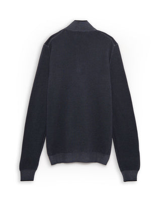 Fedeli 100% Merino Wool Quarter Zip Sweater Blue 18 4893