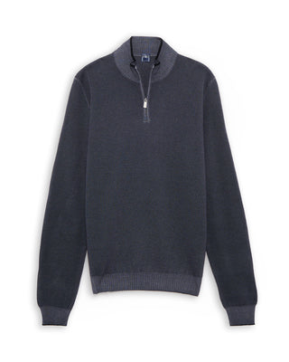 Fedeli 100% Merino Wool Quarter Zip Sweater Blue 6 4890