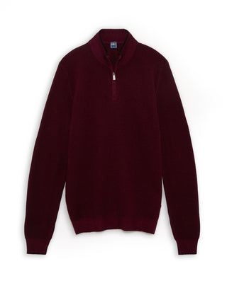 Fedeli 100% Merino Wool Quarter Zip Sweater Berry 13 4898