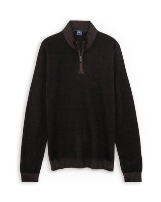 Fedeli 100% Merino Wool Quarter Zip Sweater Brown 9 4894