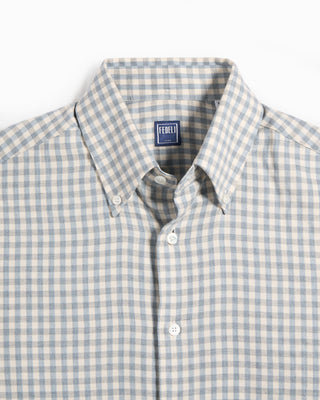 Fedeli Ultrasoft Flannel Button Down Shirt Blue 3 7092