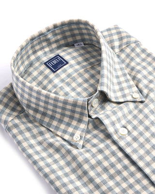 Fedeli Ultrasoft Flannel Button Down Shirt Blue 4135