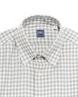 Fedeli Ultrasoft Flannel Button Down Shirt Blue 9 4731
