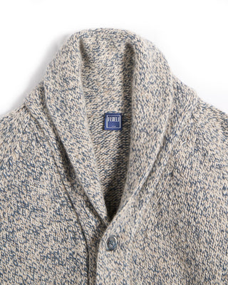 Fedeli 100% Cashmere Marled Shawl Cardigan Light Blue 18 6670