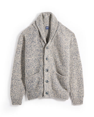 Fedeli 100% Cashmere Marled Shawl Cardigan Light Blue 21 6671