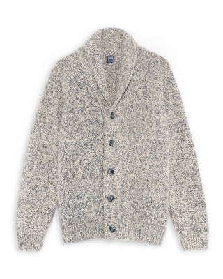 Fedeli 100% Cashmere Marled Shawl Cardigan Light Blue 24 4931