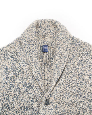 Fedeli 100% Cashmere Marled Shawl Cardigan Light Blue 2 1 4933