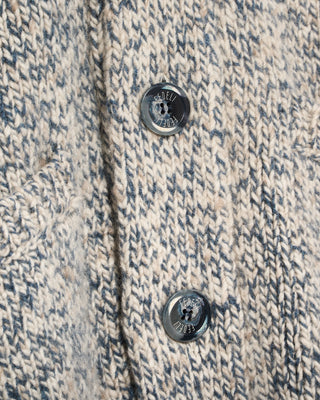 Fedeli 100% Cashmere Marled Shawl Cardigan Light Blue 4932