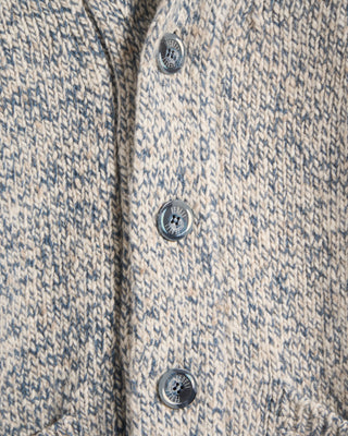 Fedeli 100% Cashmere Marled Shawl Cardigan Light Blue 6 6622