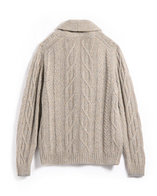 Fedeli Baby Alpaca Cable Knit Grandpas Cardigan Grey  Tan 13 5435