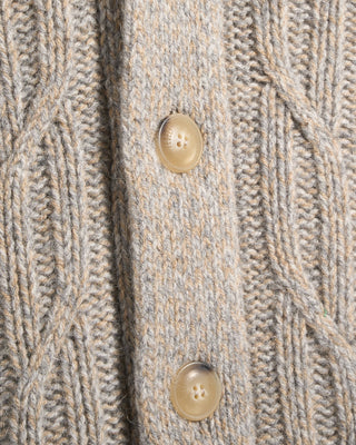 Fedeli Baby Alpaca Cable Knit Grandpas Cardigan Grey  Tan 6 5432