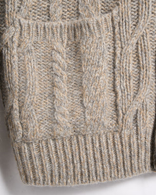 Fedeli Baby Alpaca Cable Knit Grandpas Cardigan Grey  Tan 7 5433