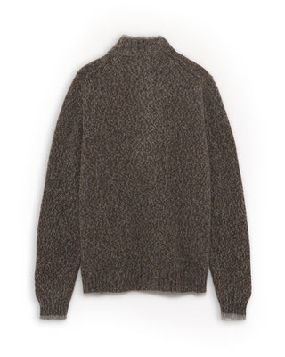 VA0950 Fedeli Baby Alpaca Melange Full Zip Cardigan Grey  Tan 3 4905