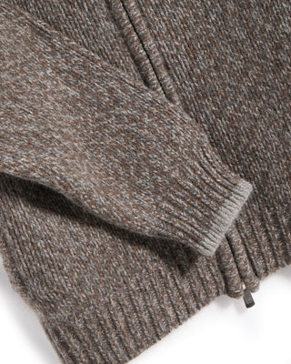 VA0950 Fedeli Baby Alpaca Melange Full Zip Cardigan Grey  Tan 4 6638