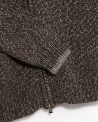 VA0950 Fedeli Baby Alpaca Melange Full Zip Cardigan Grey  Tan 8 4903