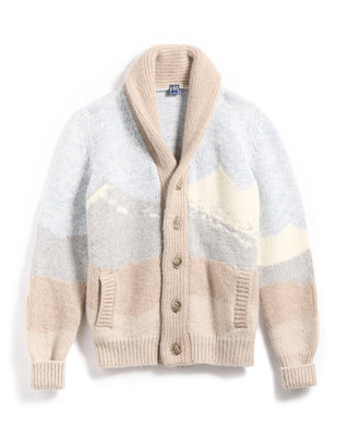 Fedeli The Baitone 100% Cashmere Slopes Intarsia Cardigan Light Blue 12 5557