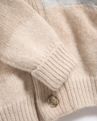 Fedeli The Baitone 100% Cashmere Slopes Intarsia Cardigan Light Blue 18 5553