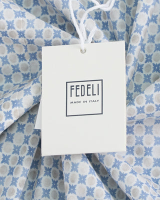 Fedeli Archive Print Stretch Cotton Shirt Blueberry  5
