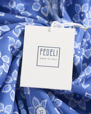 21140 Fedeli Floral Print Cotton Stretch Shirt Blue 1 4