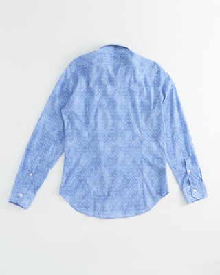 41140 Fedeli Geometric Print Cotton Stretch Shirt Blue  1