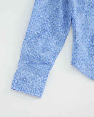 41140 Fedeli Geometric Print Cotton Stretch Shirt Blue  5