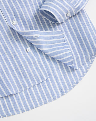 Fedeli Striped Linen Shirt Light Blue 1 1