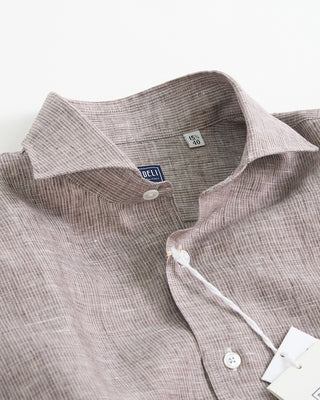 Fedeli Solid Linen Shirt Brown 1 2