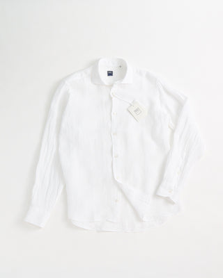 Fedeli Solid Linen Shirt White 1