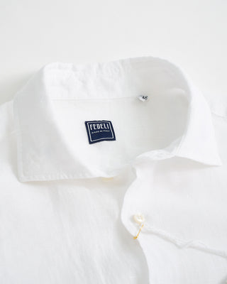 Fedeli Solid Linen Shirt White 1 3