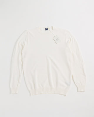 Fedeli Argentina Honeycomb Knit Crewneck Sweater White 1
