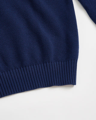 Fedeli Argentina Honeycomb Knit Crewneck Sweater Blue 1 2