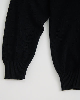 Fedeli Favonio Quarter Zip Honeycomb Knit Sweater Black 1 1