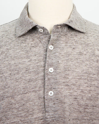 Fedeli Quattro Piquet Lino Melange Polo Grey 1273