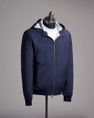Fedeli Carmel Hooded Airstop Luxe Casual Bomber Navy 6 10039