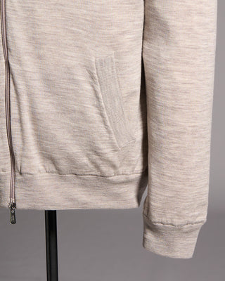 Fedeli Paros Ultralight Lined Wool Bomber Sweater Beige 10 10026