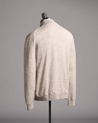 Fedeli Paros Ultralight Lined Wool Bomber Sweater Beige 13 10027