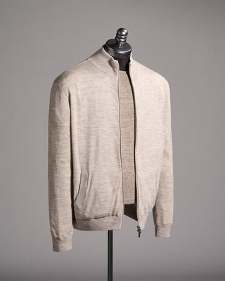 Fedeli Paros Ultralight Lined Wool Bomber Sweater Beige 3 10022
