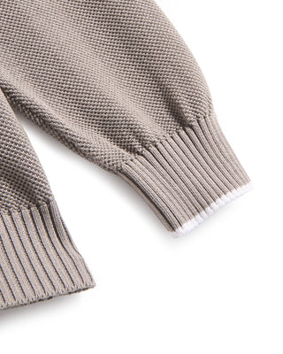 Fedeli Open Honeycome Full Zip Giza Cotton Cardigan Taupe 6 9705
