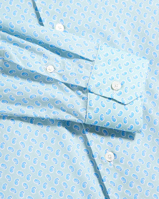 Fedeli Paisley Ultralight Cotton Shirt Light Blue 15 9758