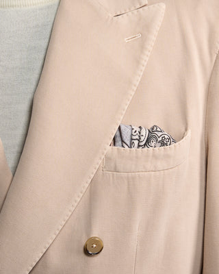 Fedeli Super Soft Drill Cotton Double Breasted Blazer Beige 6318