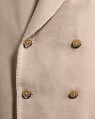 Fedeli Super Soft Drill Cotton Double Breasted Blazer Beige 6319